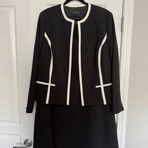 NWOT - Evan Picone Black Label 2 pc Dress Suit, Black White Contrast